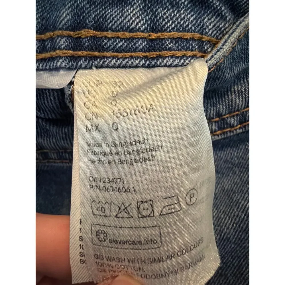 H&M Divided High Waist A-Line Denim Mini Skirt Blue 0 Button Front Fit & Flare